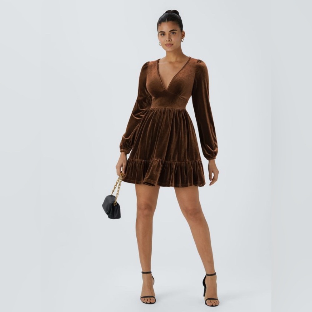 NWT  HALARA Everyday Velvet Mini Brown Chill Dress size Large